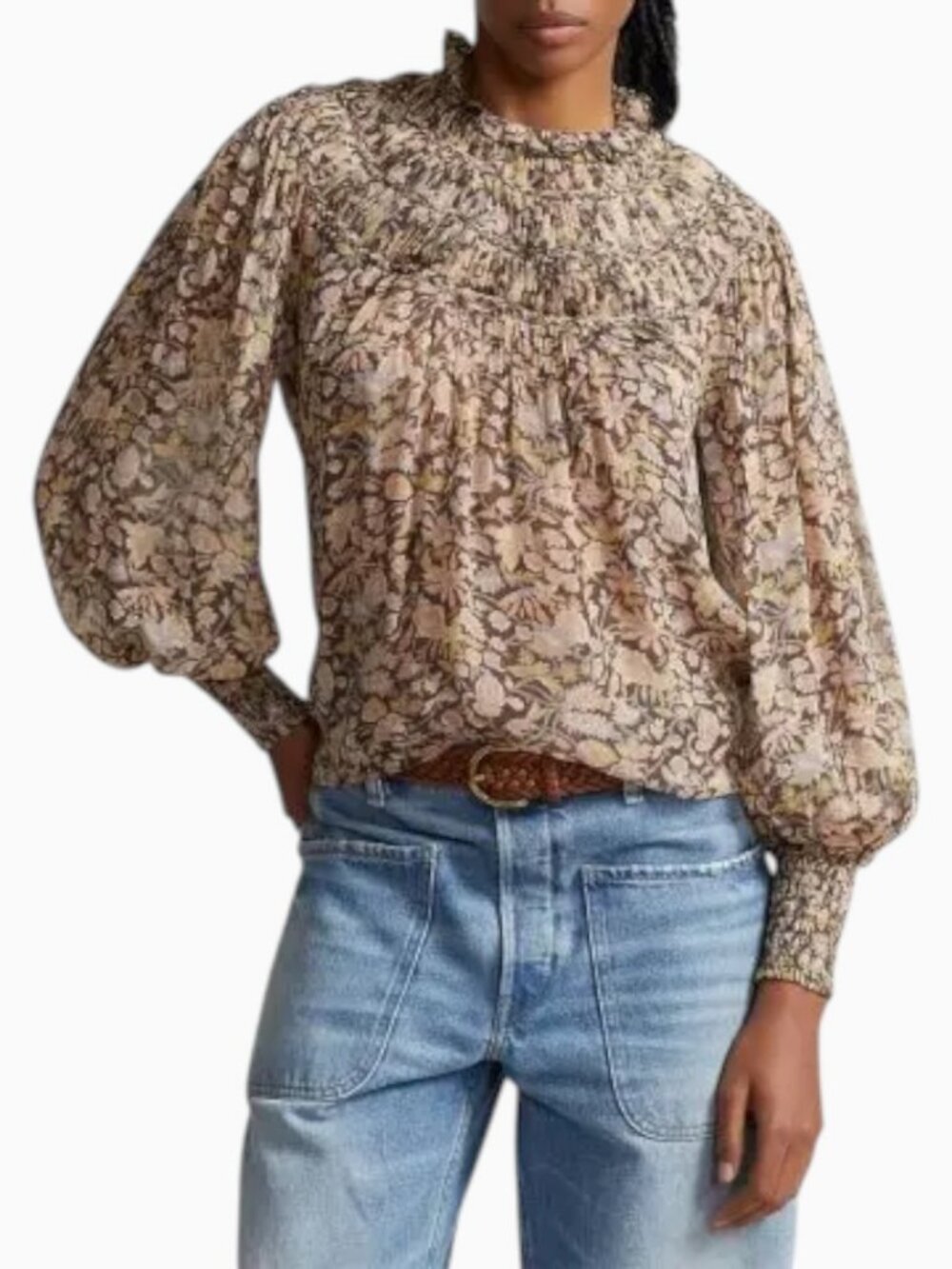 NWT POLO RALPH LAUREN FLORAL RUFFLED CRINKLED GEORGETTE TOP SIZE 6